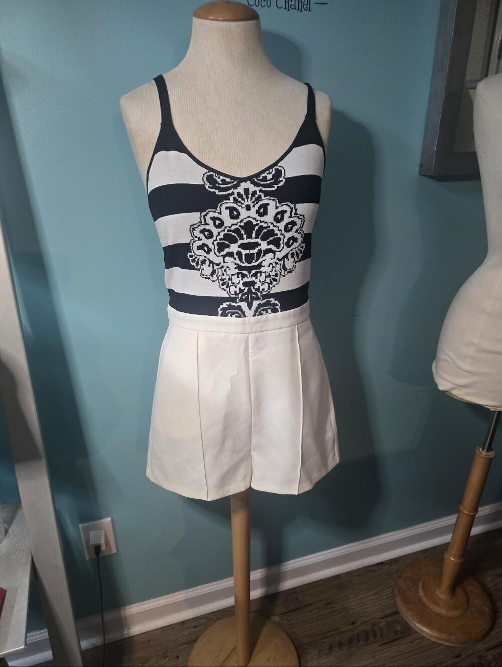 Chic Black and White Romper by Jealous Tomato